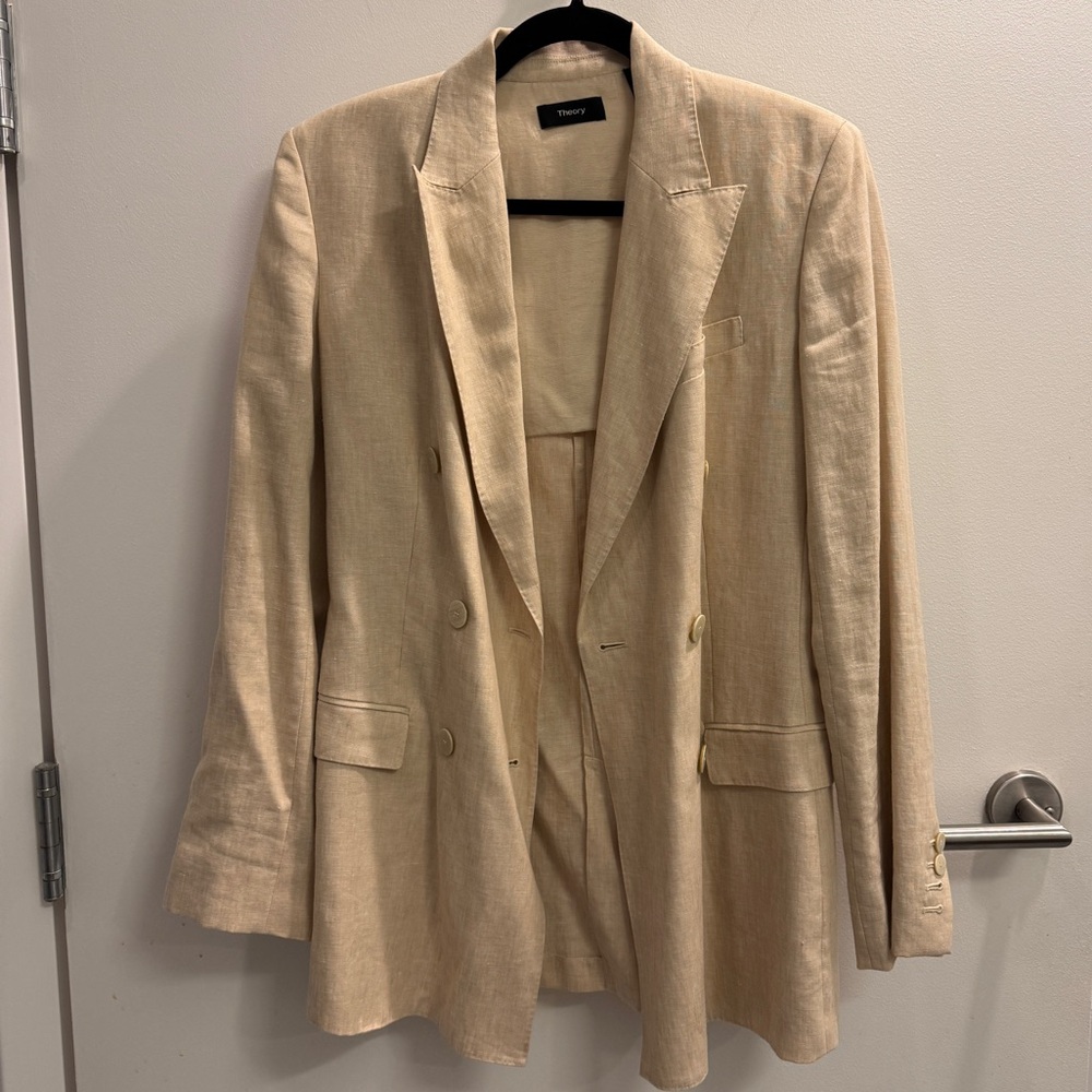 Theory Double Breasted Linen Blazer